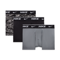 Nike Dri-FIT hverdagsboksershorts i bomuld med tryk til større børn (3 stk.) - grå