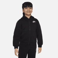 Nike Club Fleece-hættetrøje med lynlås til mindre børn - sort