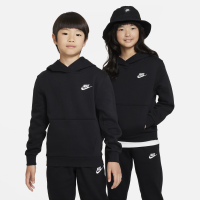 Nike Club Fleece-pullover-hættetrøje til større børn - sort