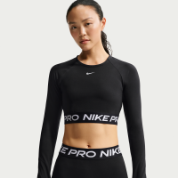 Kort Nike Pro Dri-FIT-top med lange ærmer til kvinder - sort