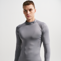 Langærmet Nike Pro Dri-FIT Fitness-trøje med høj krave til mænd - grå