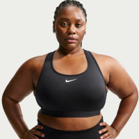 Nike Swoosh-sports-bh med medium støtte og indlæg til kvinder (plus size) - sort