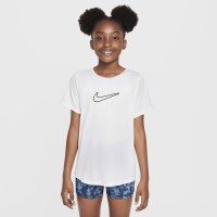 Kortærmet Nike One Fitted Dri-FIT-trøje til større børn (piger) - hvid