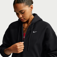 Oversized Nike Studio Fleece-hættetrøje i kraftigt materiale med lynlås i fuld længde til kvinder - sort