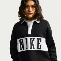 Oversized Nike Studio Fleece-rugbysweatshirt i mellemkraftig kvalitet til kvinder - sort
