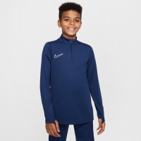 Nike Academy Dri-FIT-fodboldtræningstrøje med lange ærmer og 1/4 lynlås til større børn - blå