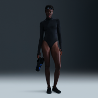 Langærmet Nike Swim Hydralock Fusion-badedragt til kvinder - sort