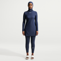 Langærmet Nike Swim Victory-badekjole- og leggingsæt til kvinder - blå