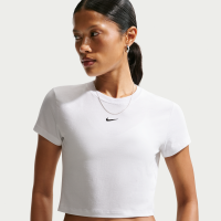 Kort, maskinstrikket Nike Chill-T-shirt til kvinder - hvid