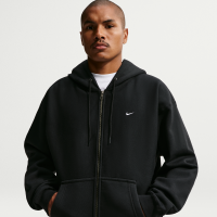 Nike Solo Swoosh-hættetrøje i fleece med fuld lynlås til mænd - sort