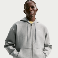 Nike Solo Swoosh-hættetrøje i fleece med fuld lynlås til mænd - grå
