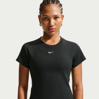 Tætsiddende og kortærmet Nike -T-shirt i ribstof til kvinder - sort