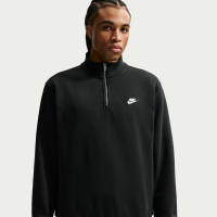 Nike Club-fleeceoverdel med 1/2-lynlås til mænd - sort