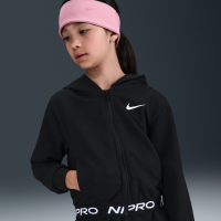 Nike Pro Essentials Dri-FIT-hættetrøje i french terry med fuld lynlås til mindre børn - sort