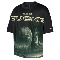 Milwaukee Bucks Courtside Nike NBA Boxy-T-shirt til mænd - sort