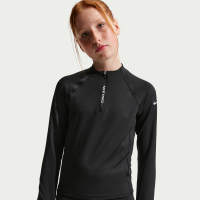 Nike Pro-Dri-FIT-trøje med kort lynlås og lange ærmer til større børn (piger) - sort