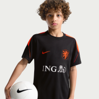 Netherlands Strike Nike Dri-FIT-fodboldtrøje med korte ærmer til større børn - sort