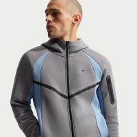 Nike Tech Windrunner-jakke i fleece med fuld lynlås og farveblok til mænd - sort
