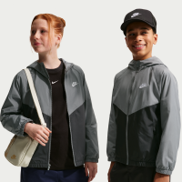 Nike Windrunner Repel-hættejakke til større børn - grå