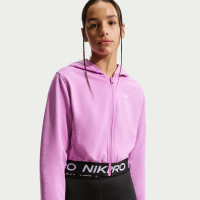 Nike Pro Fleece Dri-FIT-hættetrøje med fuld lynlås til større børn (piger) - lilla