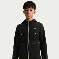 Nike City Utility-hættetrøje med lynlås til større børn - sort