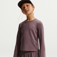 Langærmet Nike Mavn Dri-FIT-top i rib til piger - lilla