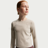 Langærmet Nike Mavn Dri-FIT-top i rib til piger - brun