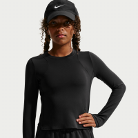 Langærmet Nike Mavn Dri-FIT-top i rib til piger - sort