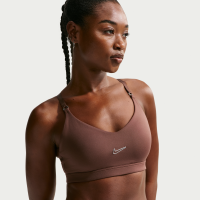 Justerbar Nike Indy-sports-bh med let støtte og indlæg til kvinder - brun