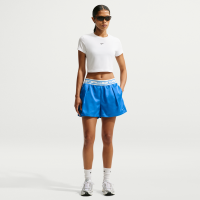 Løse Nike -satinshorts med mellemhøj talje til kvinder - blå