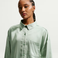 Oversized, langærmet Nike -top i satin til kvinder - grøn