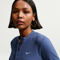 Tætsiddende Nike Chill-cardigan i maskinstrikket bred rib til kvinder - blå