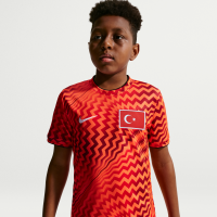 Tyrkiet 2026 Pre-Match Kortærmet Nike Dri-FIT Football-opvarmningstrøje til større børn - rød