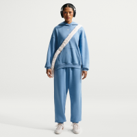 Oversized Nike Studio Fleece-bukser med høj talje og opslag i medium vægt til kvinder - blå