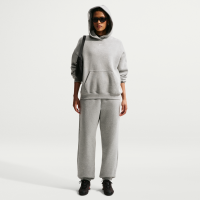Oversized Nike Studio Fleece-bukser med høj talje og opslag i medium vægt til kvinder - grå