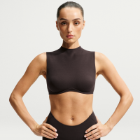 NikeSKIMS Studio Stretch-sports-bh med let støtte og mock-halsudskæring til kvinder - brun