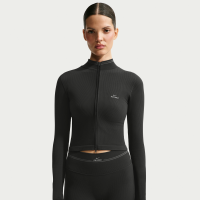 NikeSKIMS Ribbed Seamless kort jakke med fuld lynlås til kvinder - sort