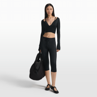 NikeSKIMS Satin Shine-leggings med høj talje (43 cm) og snoretræk til kvinder - sort