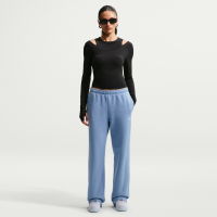 Nike Studio Fleece-bukser i medium vægt med mid rise og åben søm til kvinder - blå