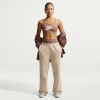 Nike Studio Fleece-bukser i medium vægt med mid rise og åben søm til kvinder - brun
