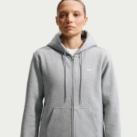 Nike Studio Fleece-hættetrøje i medium vægt med lynlås i fuld længde til kvinder - grå