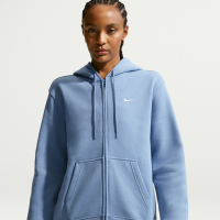 Nike Studio Fleece-hættetrøje i medium vægt med lynlås i fuld længde til kvinder - blå