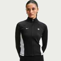 Langærmet Nike -trøje med lynlås i fuld længde til kvinder - sort