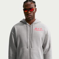 Nike-fleece-løbehættetrøje med lynlås i fuld længde til mænd - grå