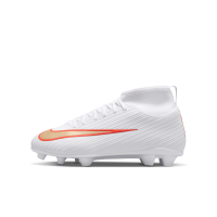 Nike Jr. Mercurial Superfly 11 Club High Top-fodboldstøvler til flere typer underlag til større børn - hvid