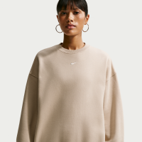 Oversized Nike Studio Fleece-sweatshirt i mellemkraftig kvalitet med rund hals til kvinder - brun