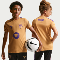 Kortærmet FC Barcelona Strike Away Kobe Dri-FIT-fodboldtrøje til større børn - brun