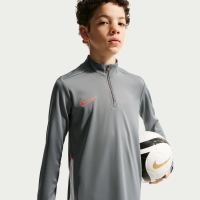 Nike Academy Dri-FIT-fodboldtræningstrøje med lange ærmer og 1/4 lynlås til større børn - grå