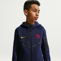 FC Barcelona Tech Fleece Nike-fodboldhættetrøje med lynlås i fuld længde til større børn (drenge) - blå