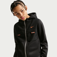 Nike City Utility-hættetrøje med lynlås til større børn - sort